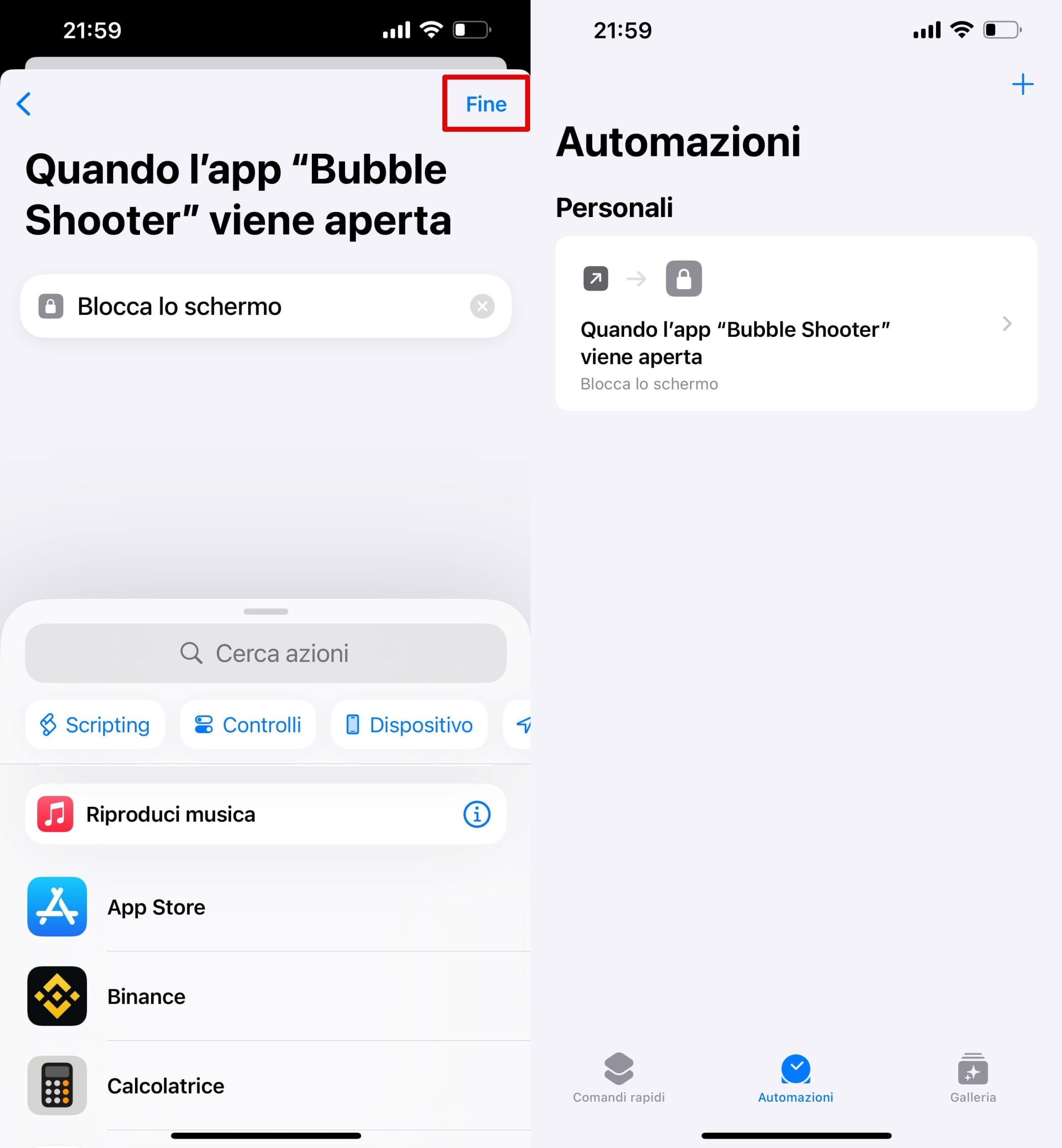 Terminare le impostazioni facendo clic su Fine.