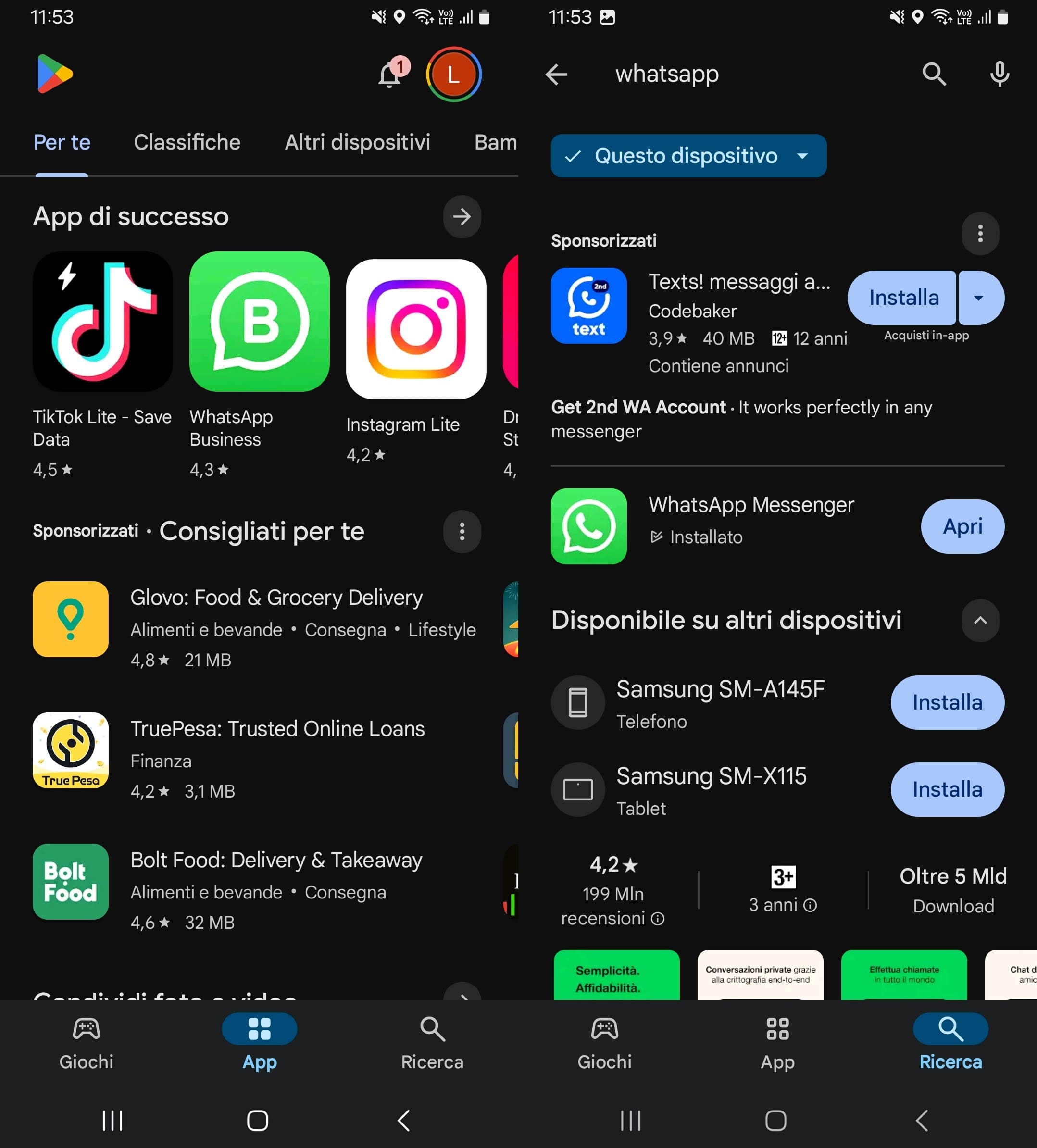 Apri WhatsApp su Google Play Store per aggiornarlo.