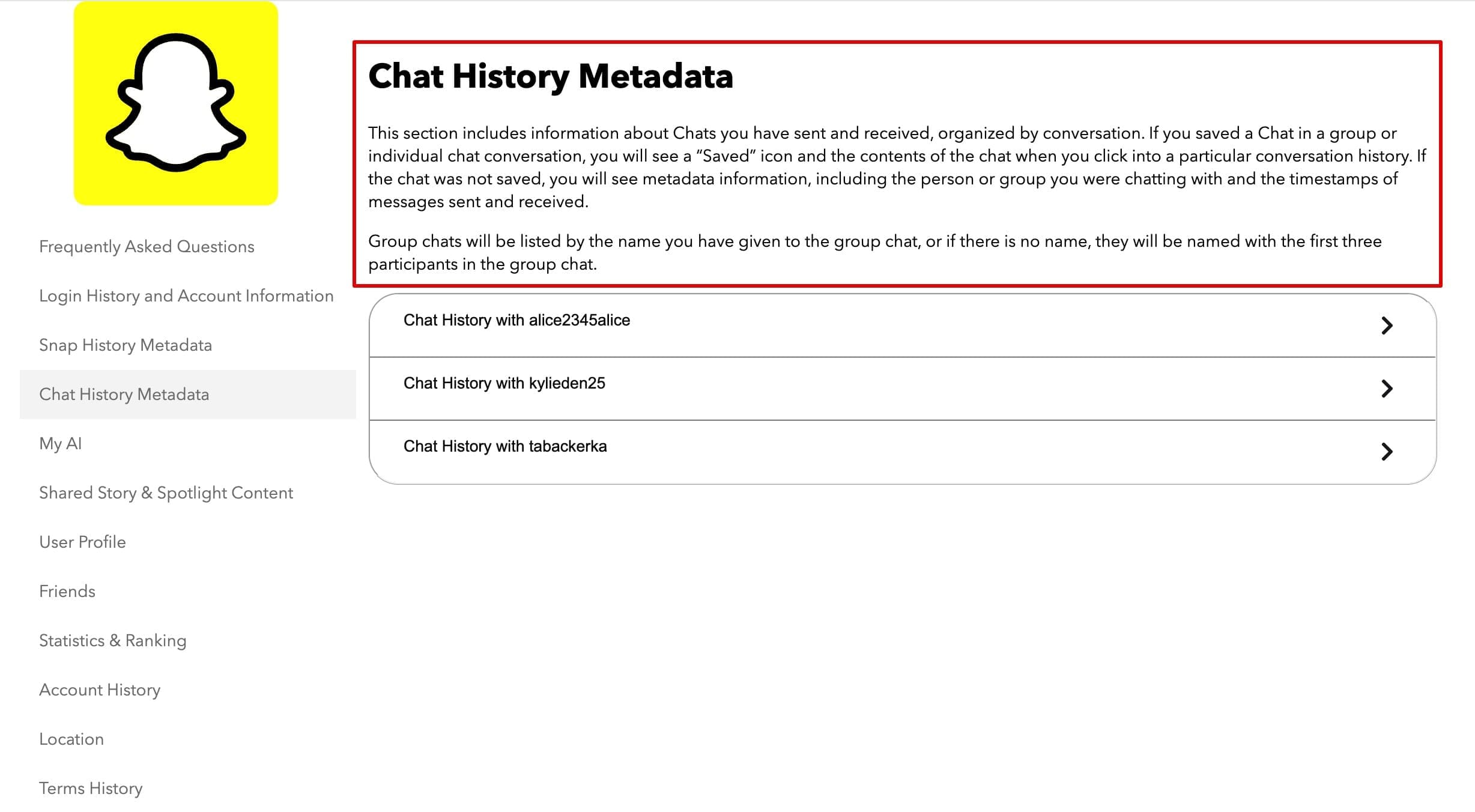 Apri la cartella della cronologia chat sul browser web.