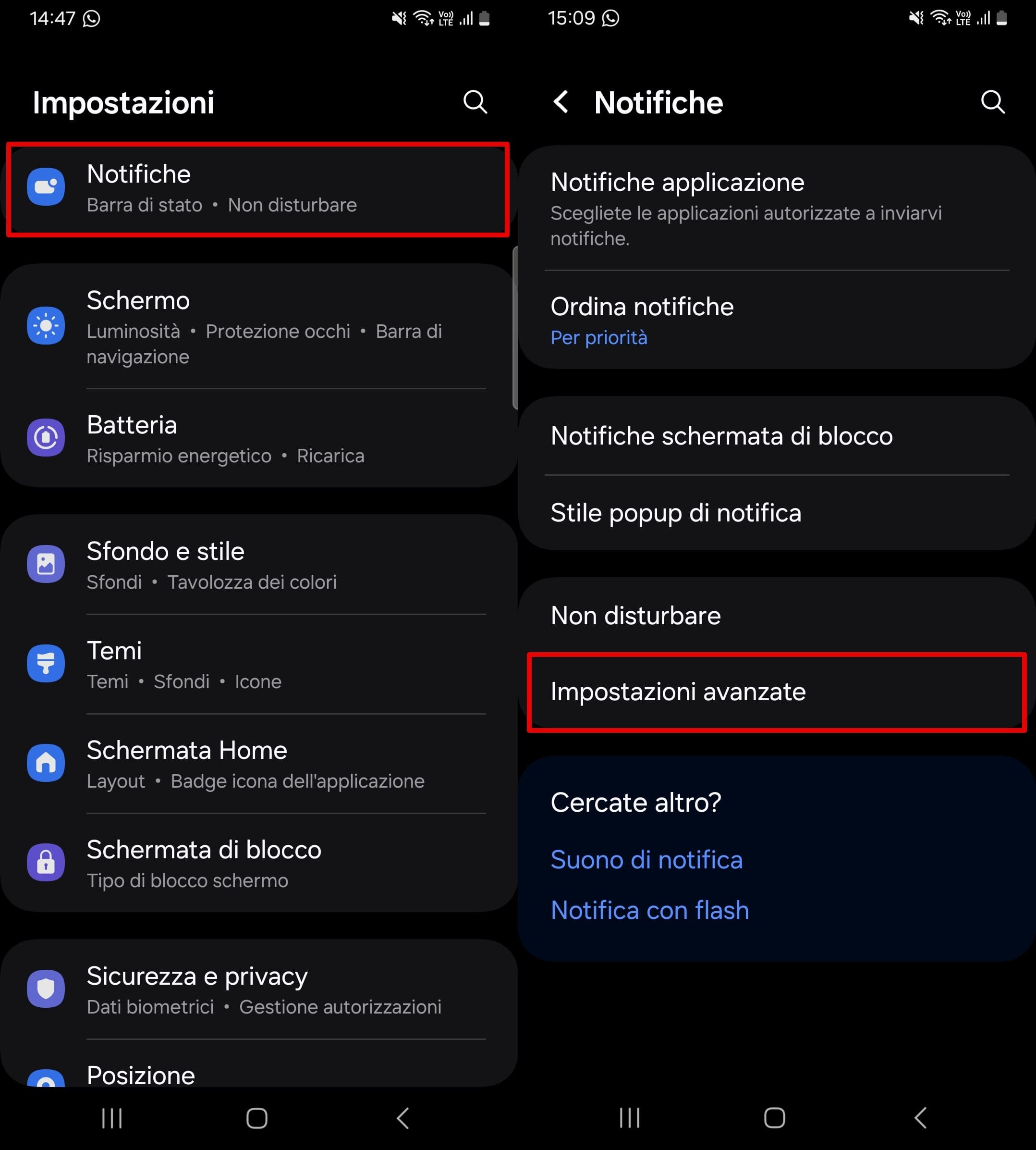 Apri le impostazioni - notifiche.
