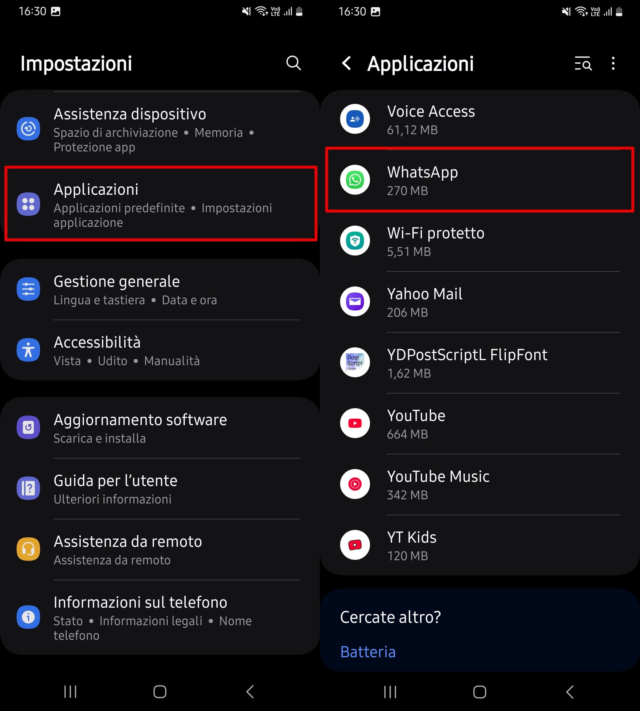 Vai su Impostazioni sul tuo telefono - App - WhatsApp.