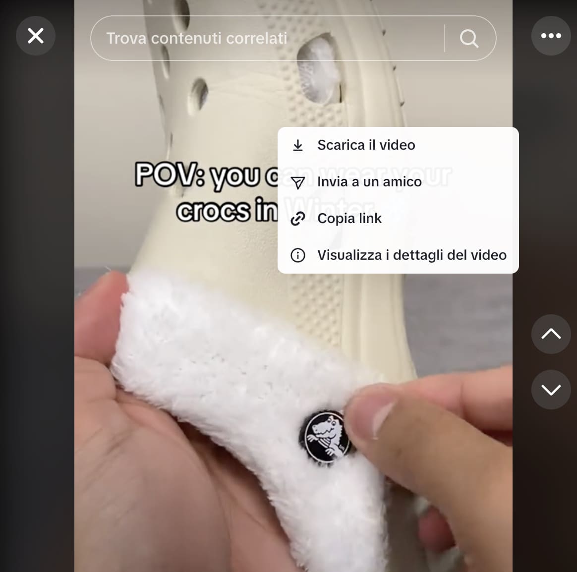 Fai clic con il pulsante destro del mouse su un video per scaricare, inviare, copiare il link e vedere i dettagli del video.