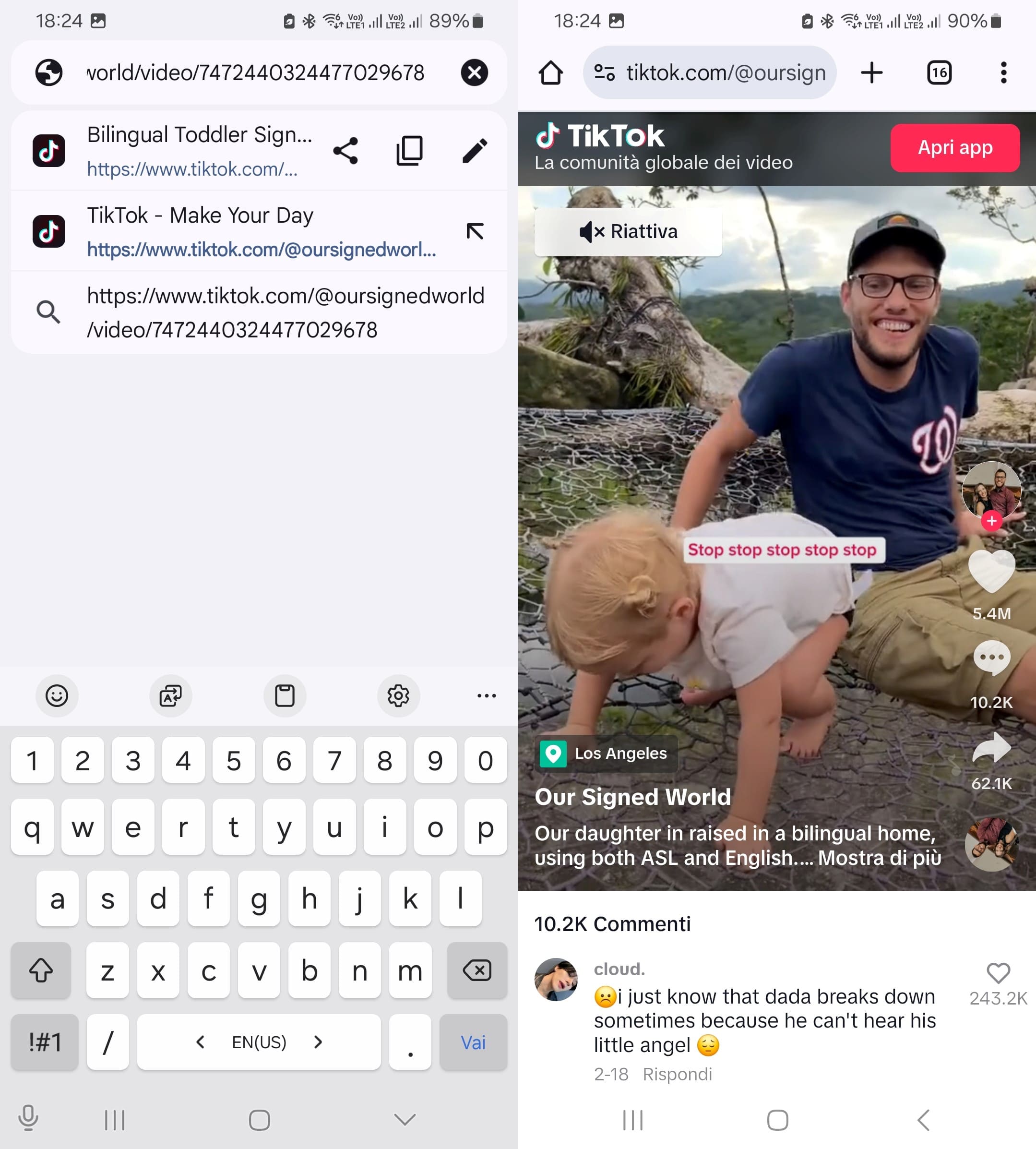 Rimuovi tutto dopo "?" nel link di TikTok, per guardare i video senza installare l'app.