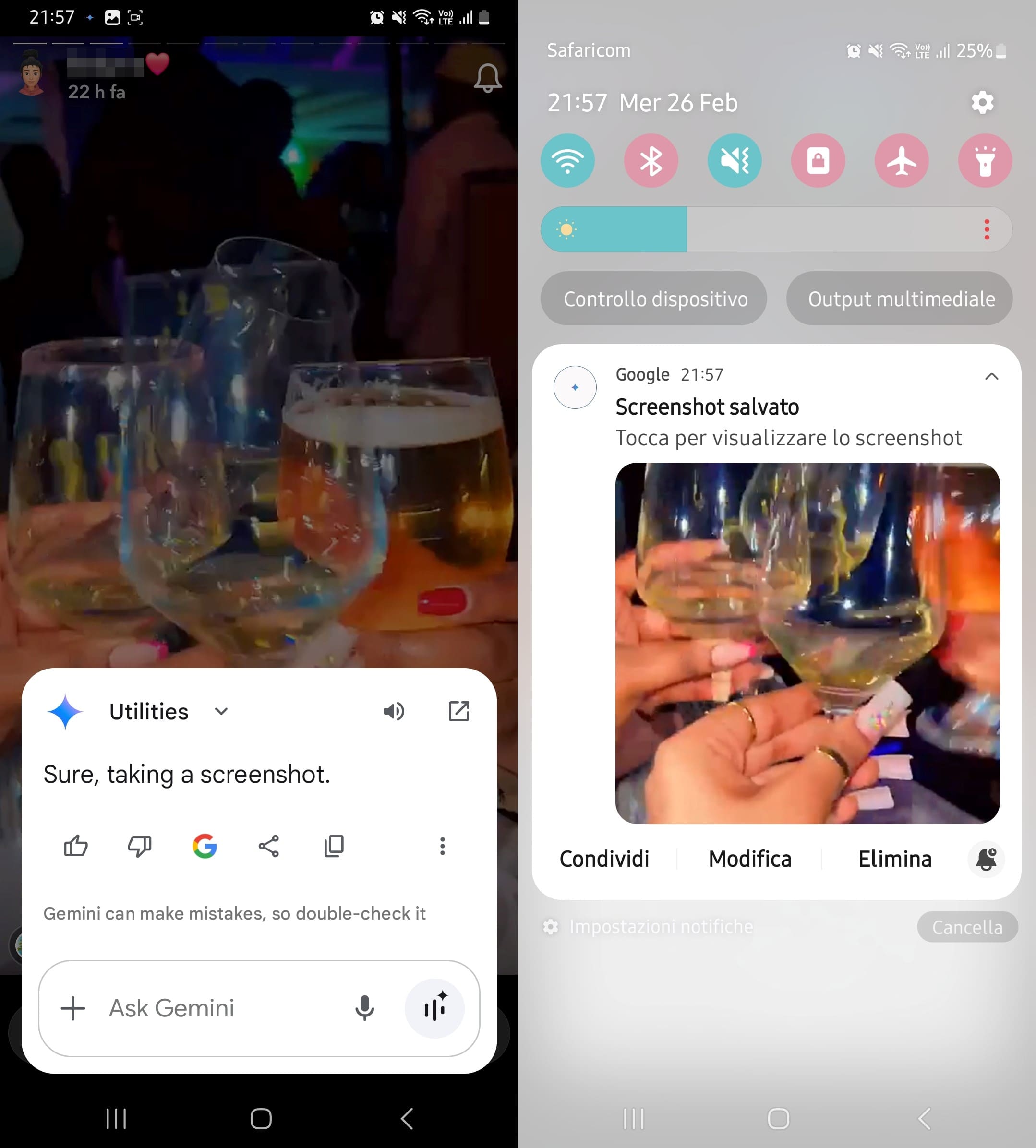 Usa Google Assistant per dare un comando vocale per fare uno screenshot su Snapchat.