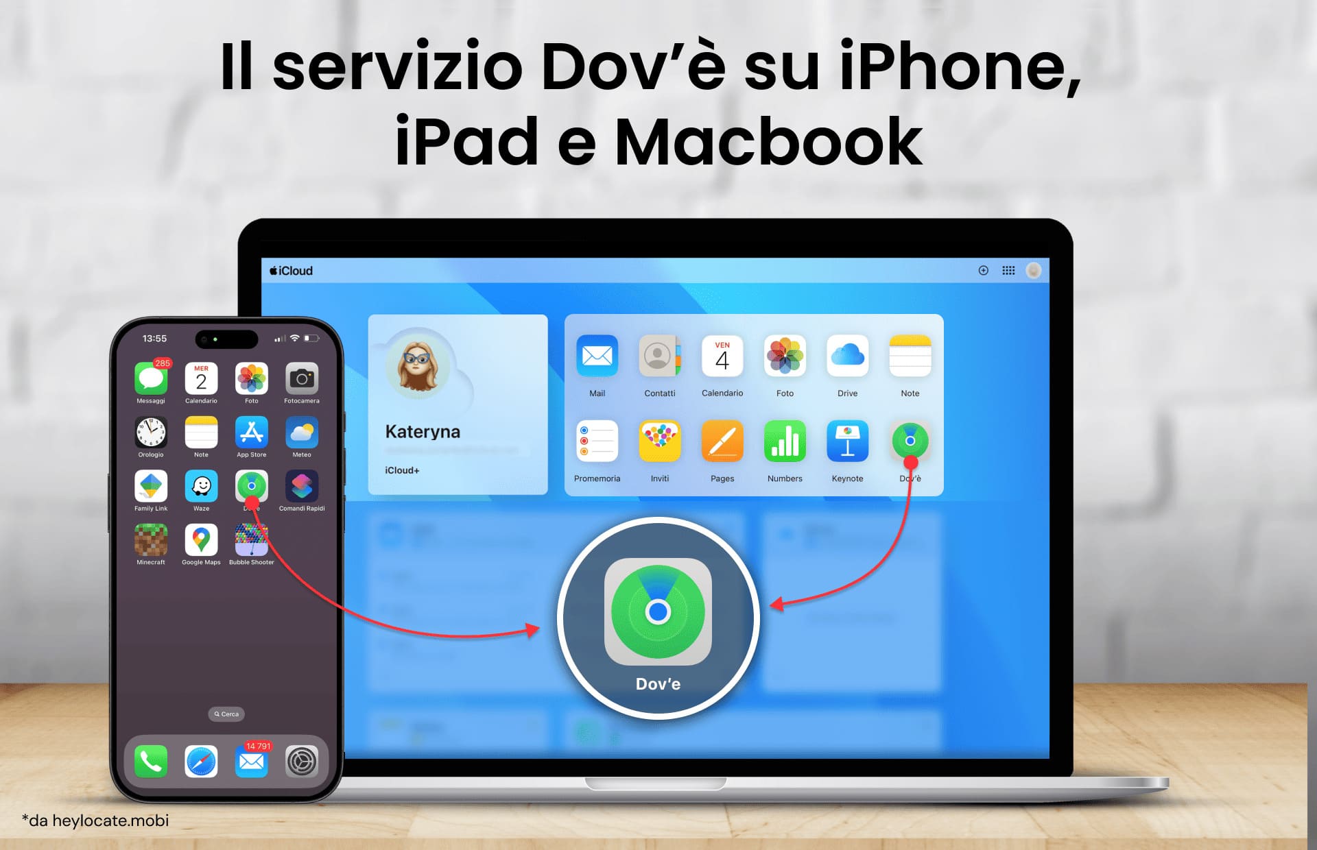 Inserisci "Dov’è" nella barra di ricerca su iPhone per trovare l'app e apri il programma su un Mac.