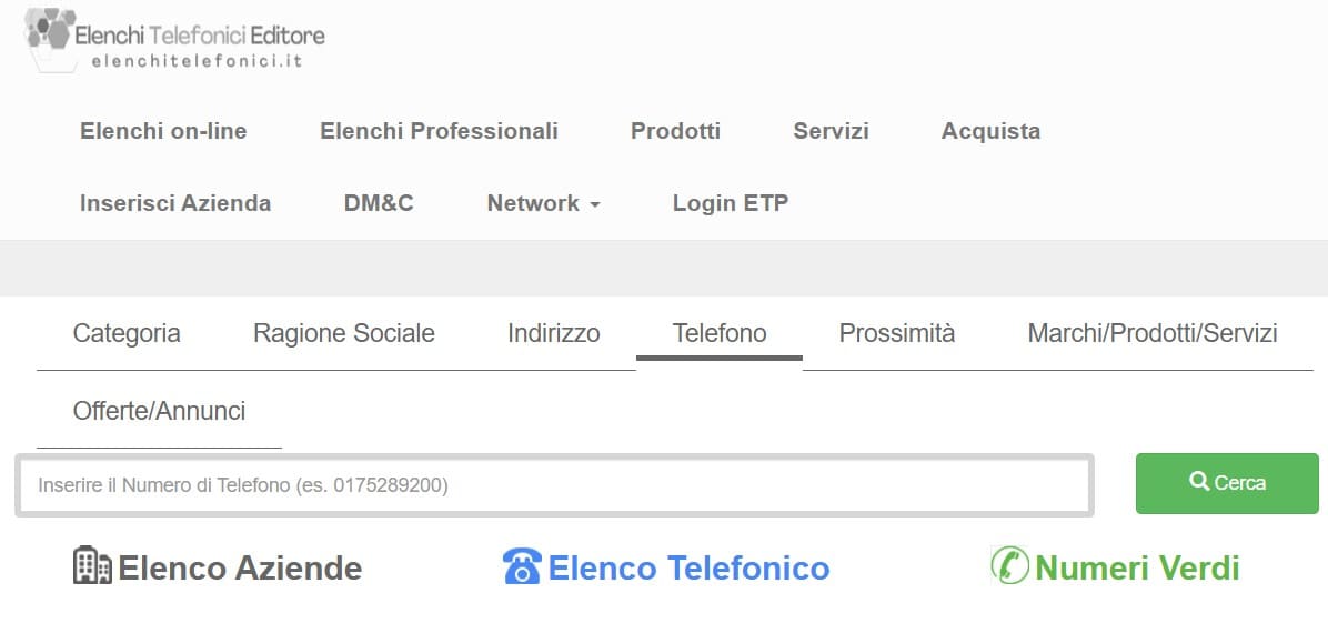 Puoi cercare informazioni su una persona o un'azienda tramite il numero di telefono.