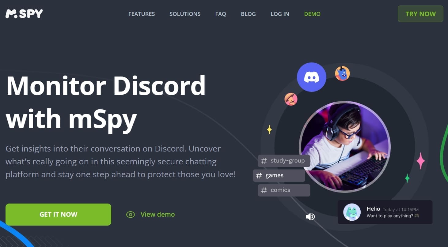 Un'immagine di mspy che mostra la funzione di monitoraggio di Discord