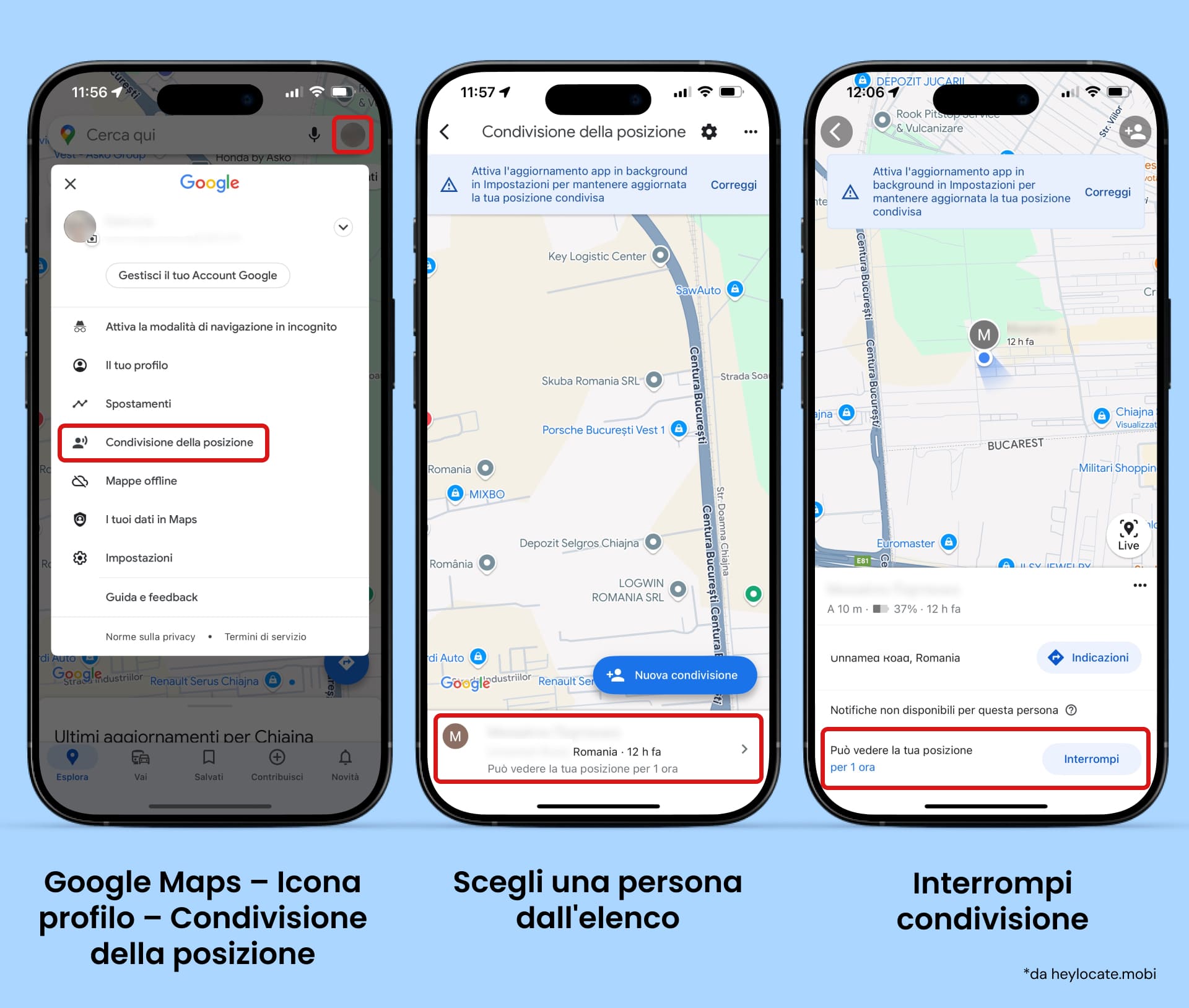 L’elenco delle persone che possono vedere la tua posizione dall'app Google Maps e come interrompere la condivisione.