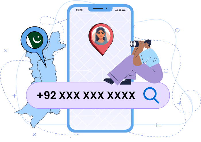 Localizzatore gratuito di numeri di telefono in Pakistan che mostra la posizione approssimativa, l’operatore, il tipo di numero e la città.