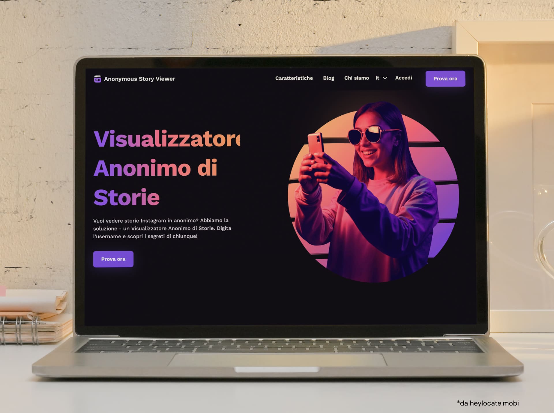 La homepage di Anonymous Story Viewer.