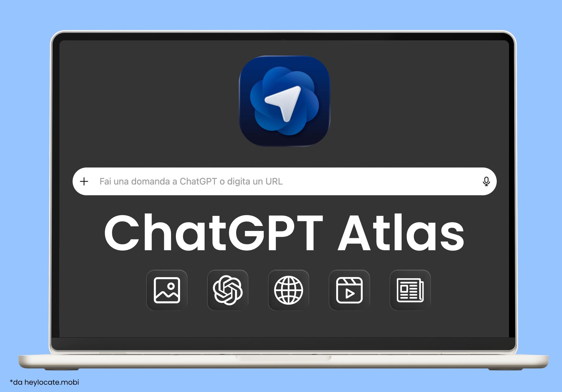 Interfaccia di ChatGPT Atlas su un laptop.