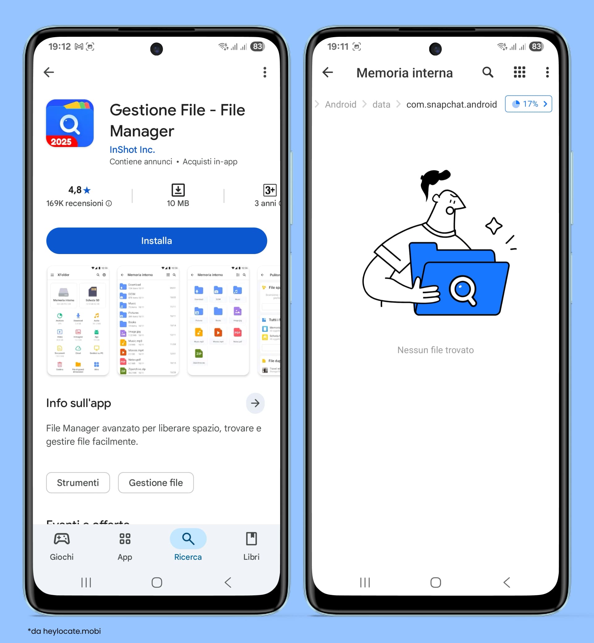Durante l’installazione di un gestore di file aggiuntivo, la cartella com.snapchat.android è risultata vuota.