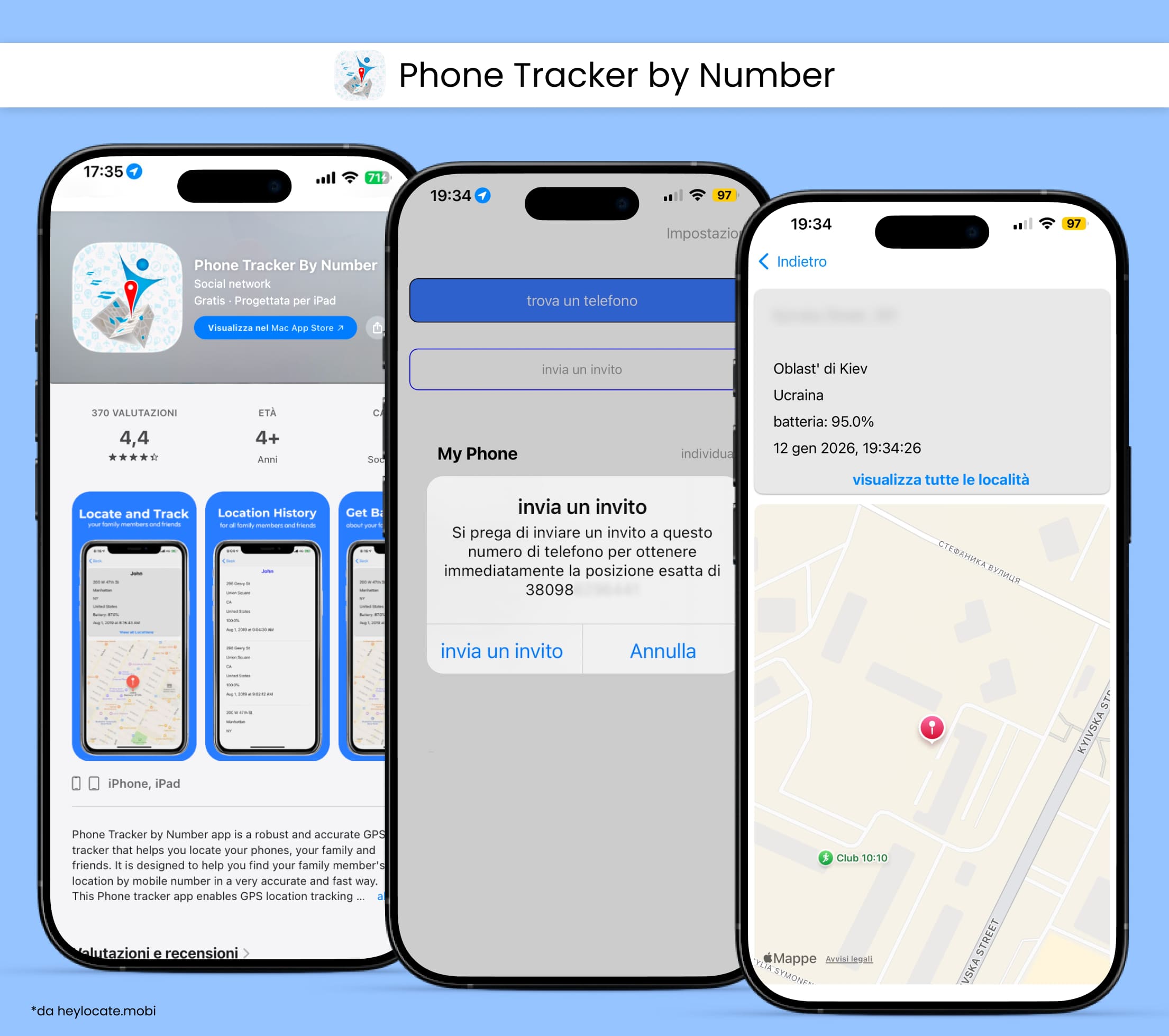 Installa l’app, invia un invito e mostra i risultati con mappa e indirizzo.