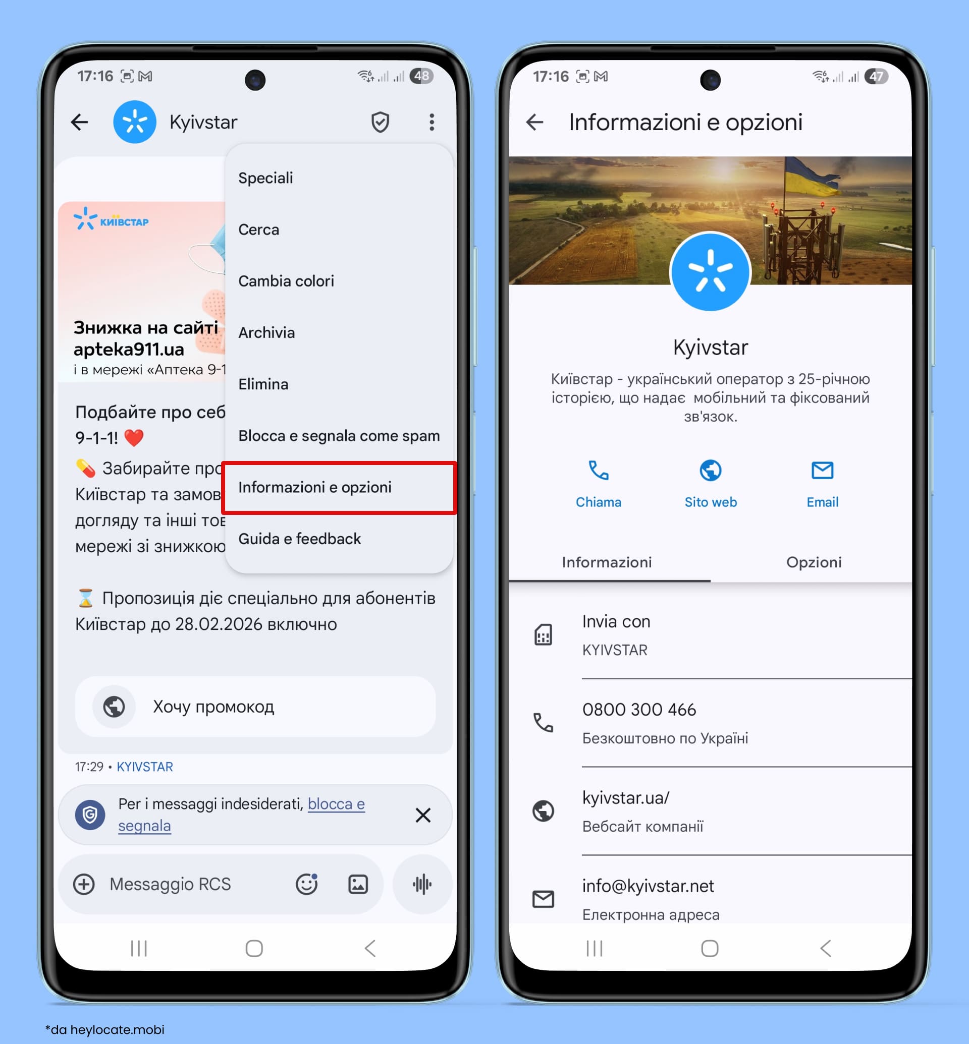 Vai su Google Messaggi, Info e opzioni e visualizza le informazioni.