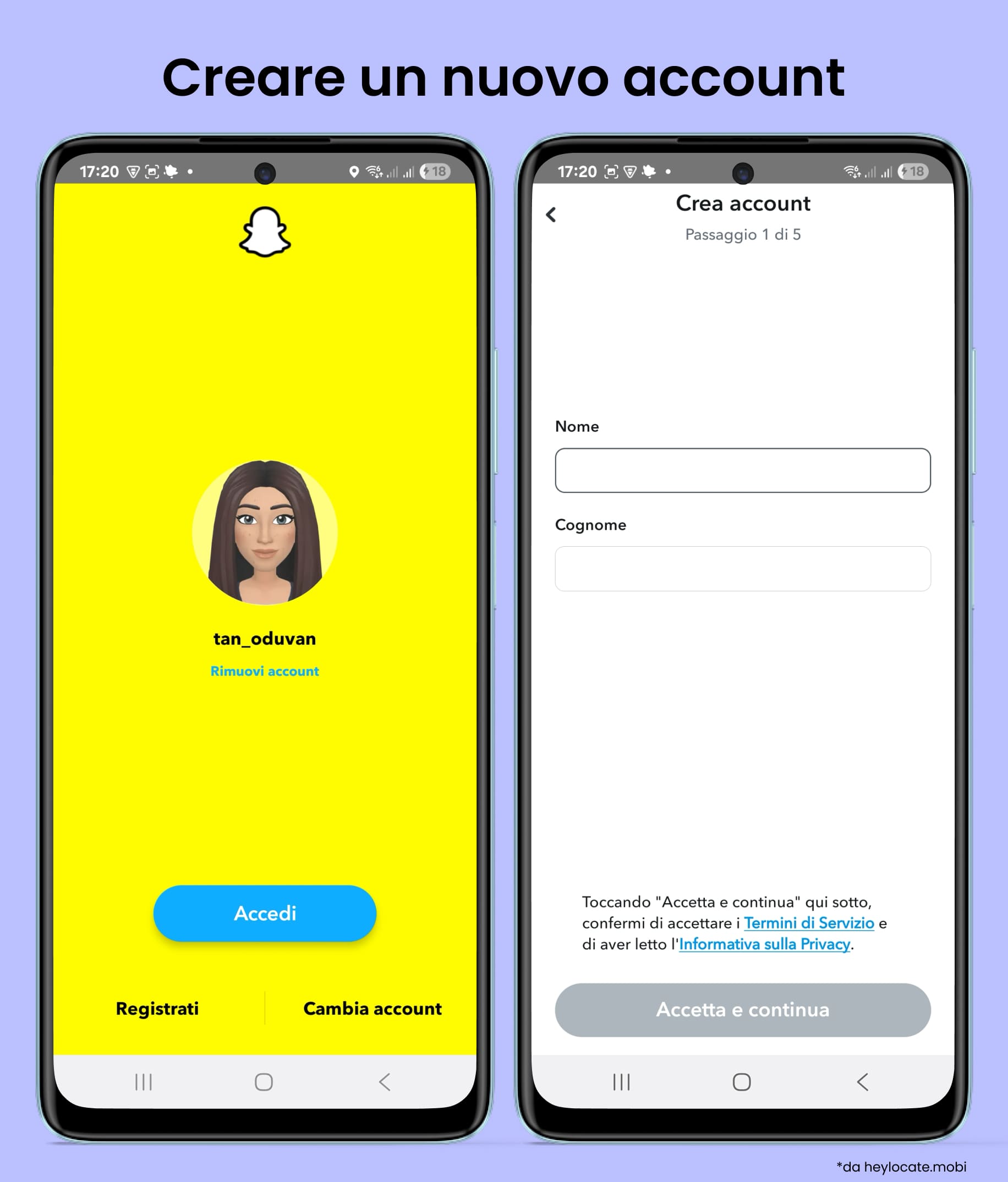 Fai clic su Registrati, inserisci il tuo nome e segui le istruzioni.