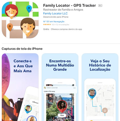 captura de ecrã da página inicial móvel da aplicação Family Locator GPS Tracker