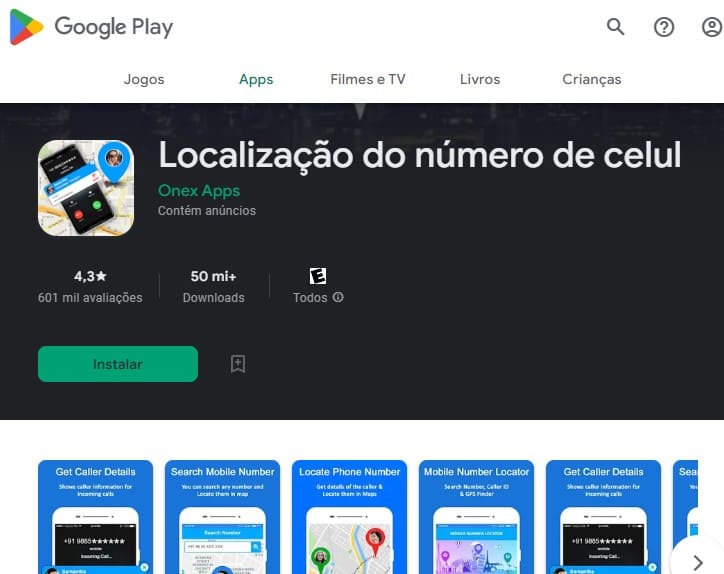 ecrãs da aplicação móvel do número móvel Localização a partir da Onex app