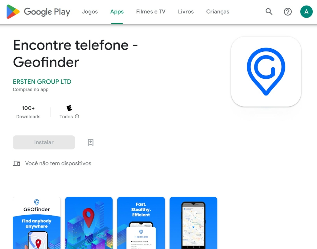 Encontre telefone - Geofinder app Portuguese