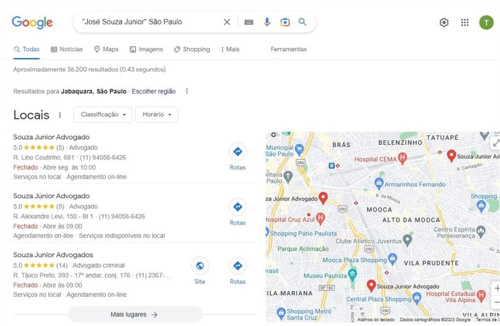 Pesquisando por endereço no Google Search