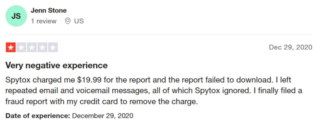 Uma das muitas críticas negativas sobre a função premium do Spytox