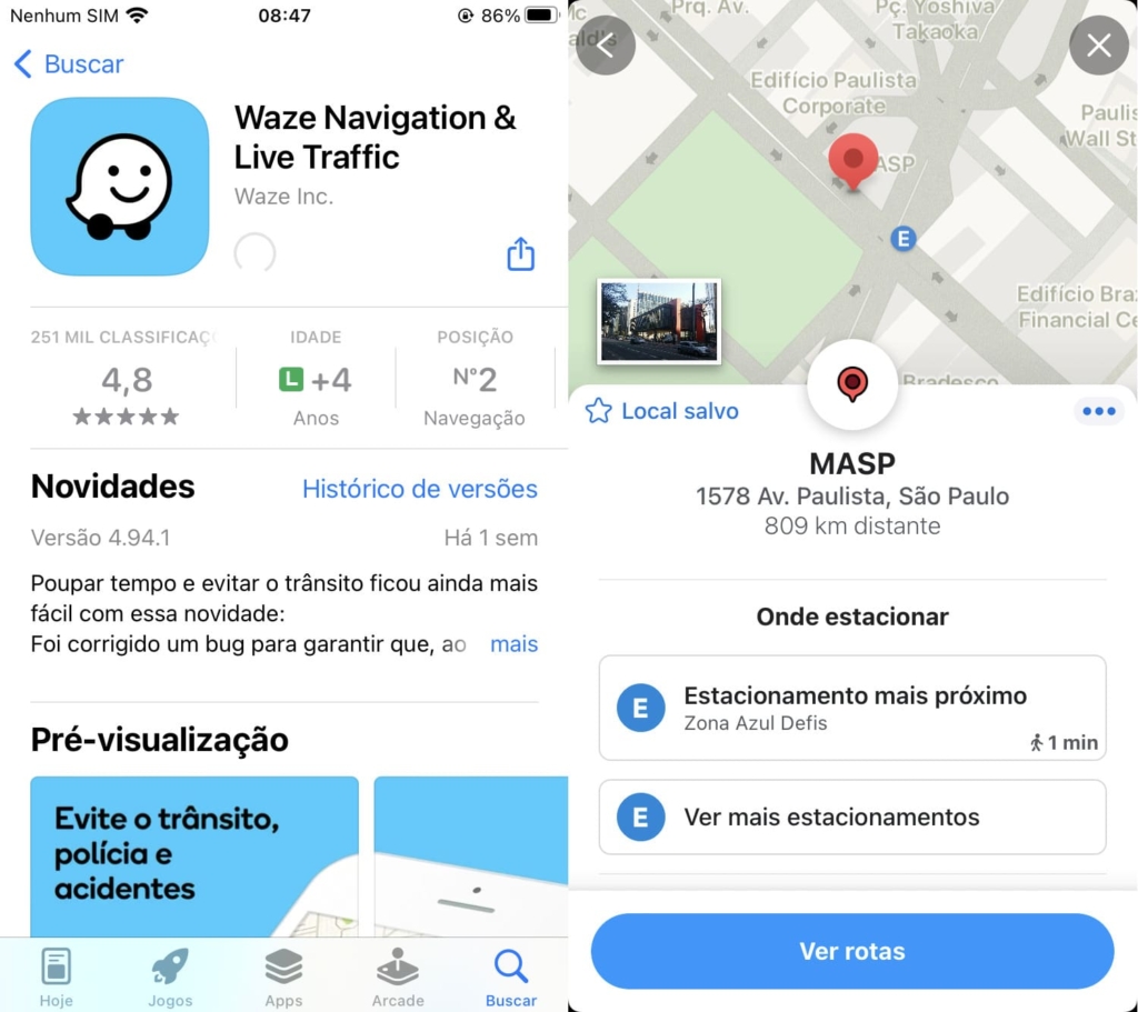 Aplicativo de Navegação Waze na App Store