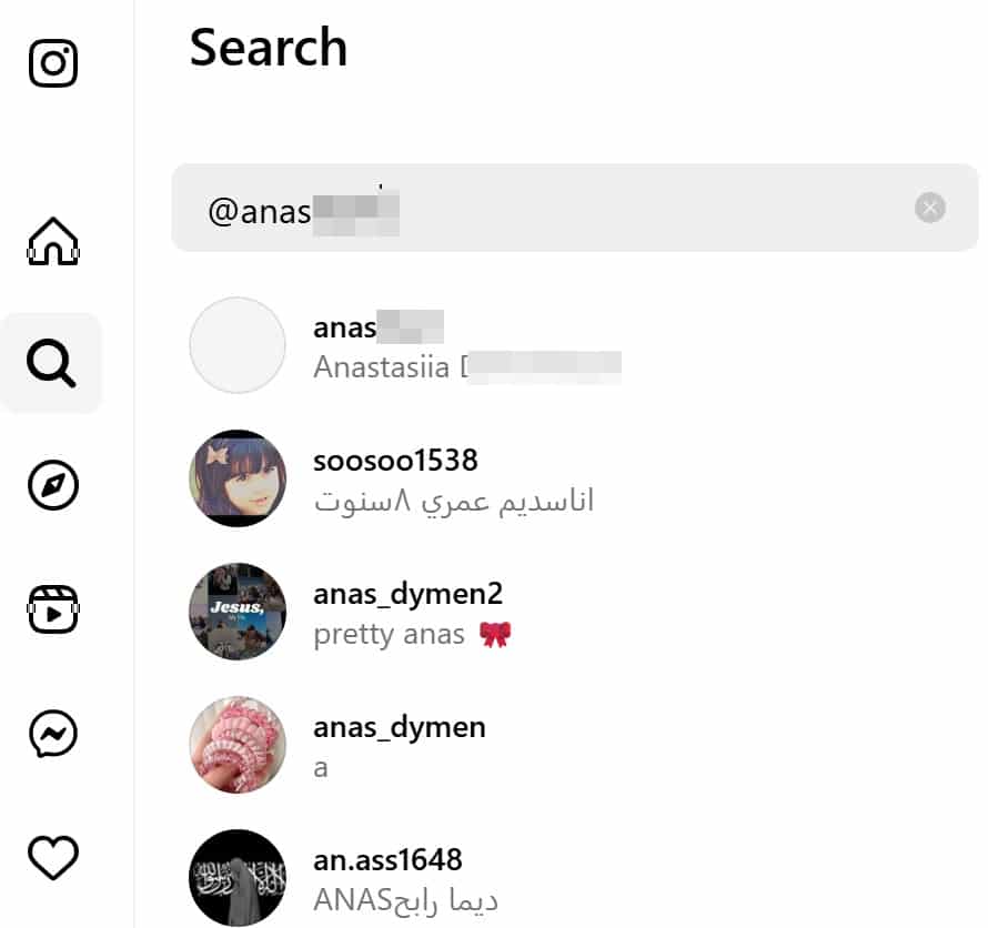 pesquisar o nome de usuário de alguém no Instagram