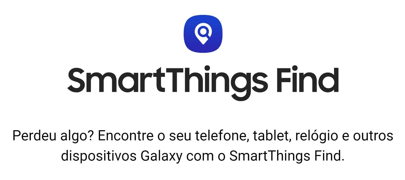Tela Inicial do SmartThings Finds da Samsung
