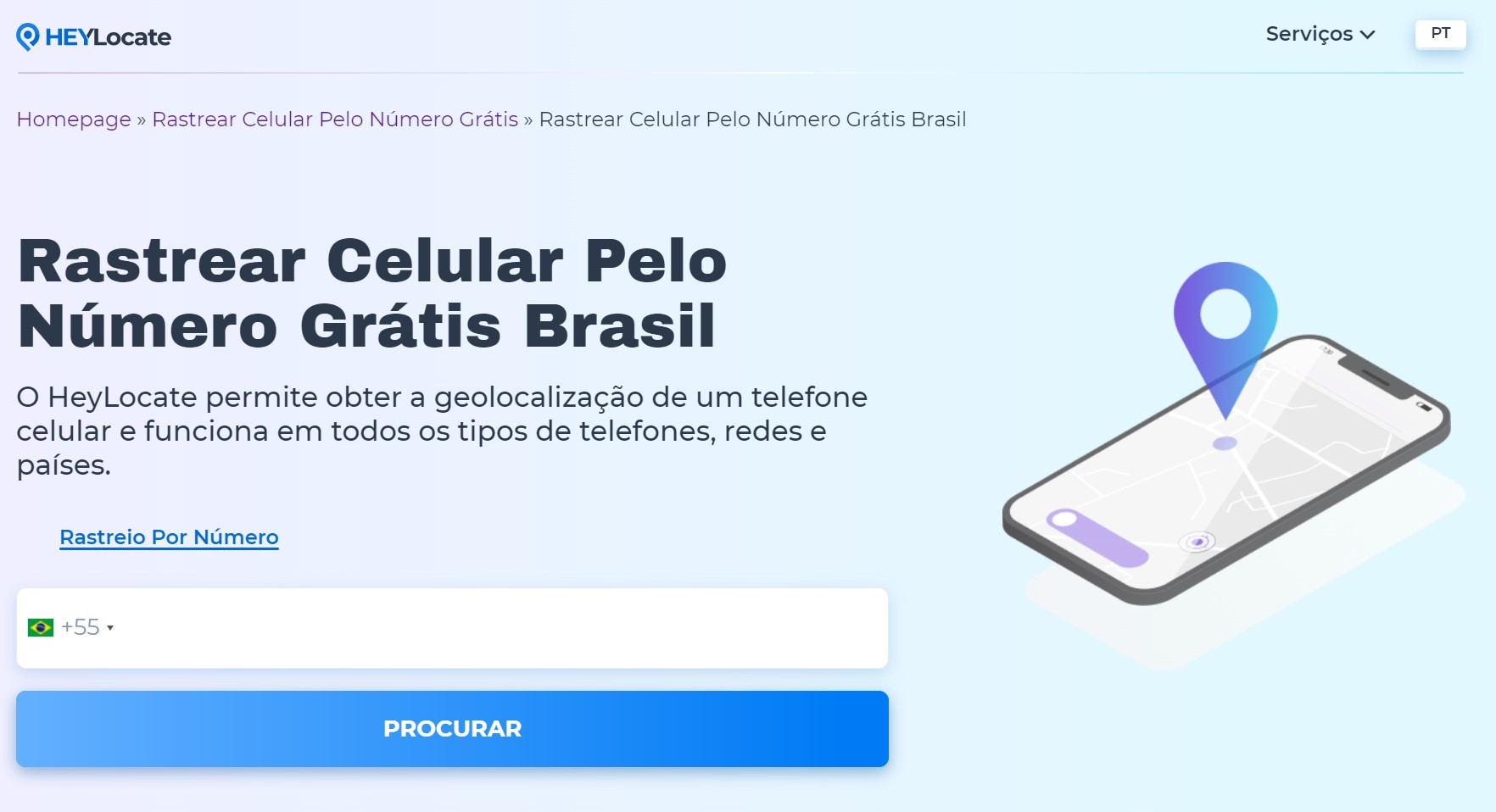 HeyLocate forma para rastrear celular pelo numero gratis no Brasil