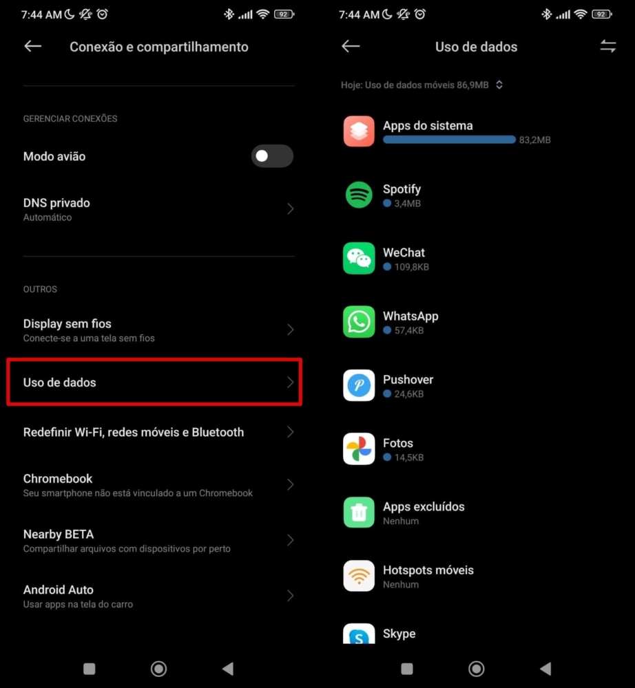 Como verificar o uso de dados móveis no Android
