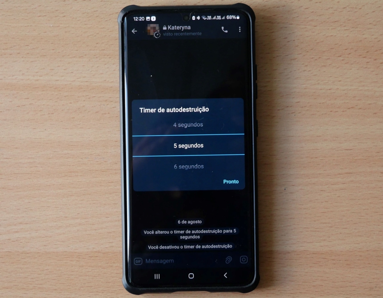 Função de autodestruição do Telegram