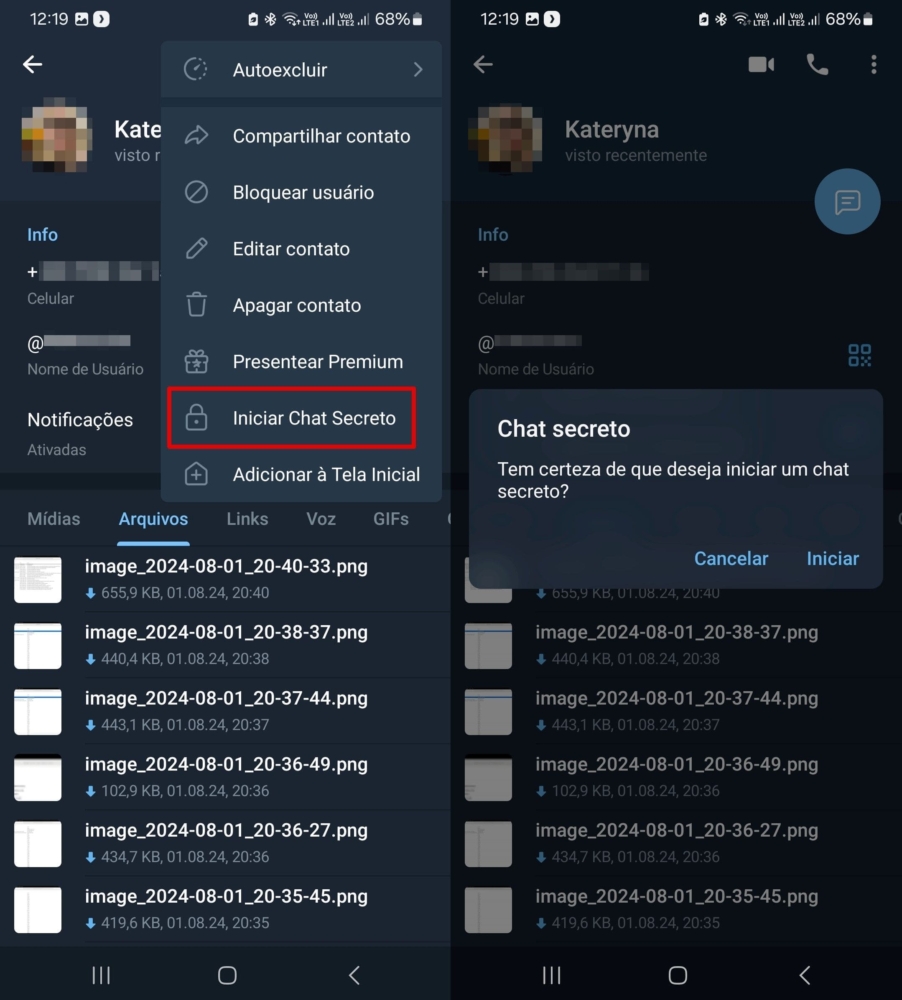 Abrir um bate-papo secreto no Telegram