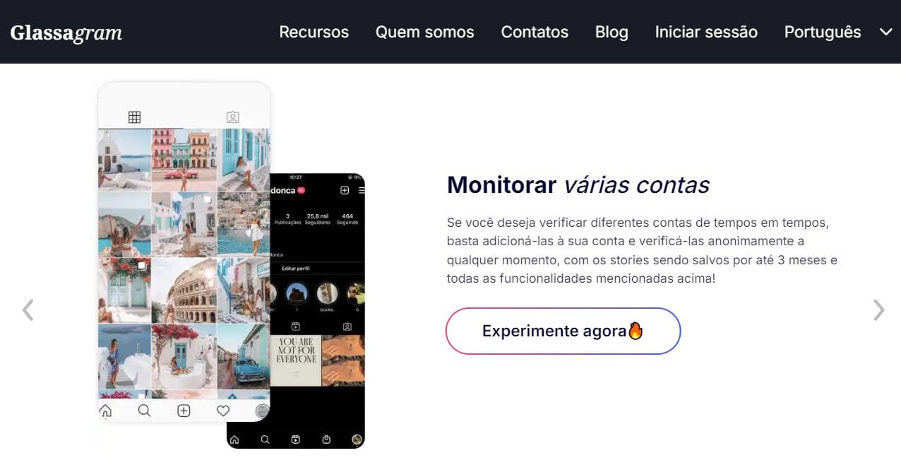 Breves informações sobre a pesquisa anónima no Instagram com o Glassagram