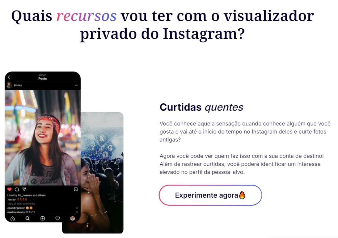 Uma imagem das funcionalidades que obtém com o visualizador do Instagram Glassagram