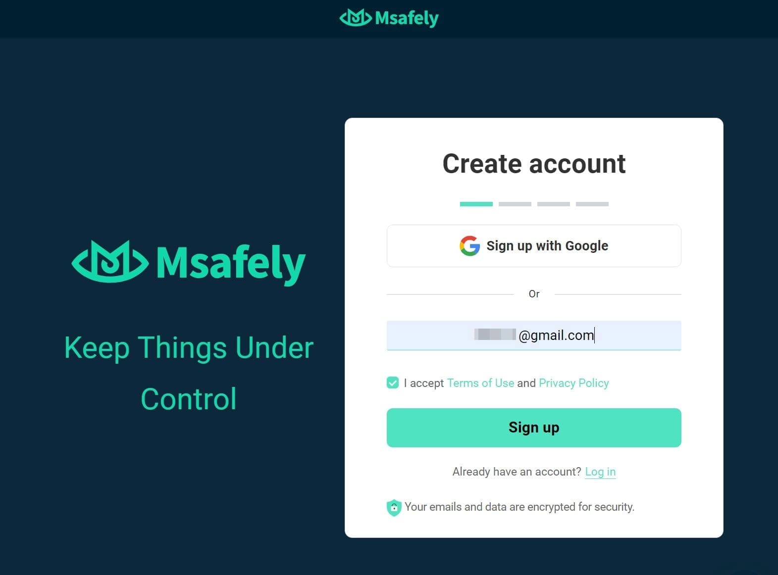 Imagem Fazendo o login no Painel de Controle do mSafely