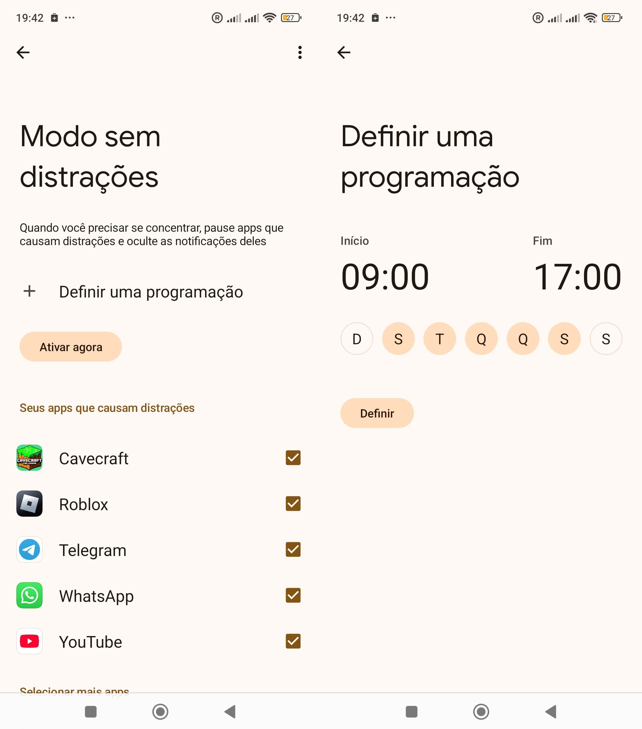Configuração de um cronograma para o Modo sem Distrações no celular Xiaomi por meio do bem-estar digital para controle dos pais