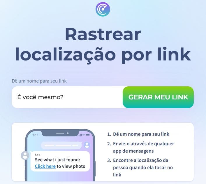 para gerar um link, insira a mensagem e clique em “Gerar link”