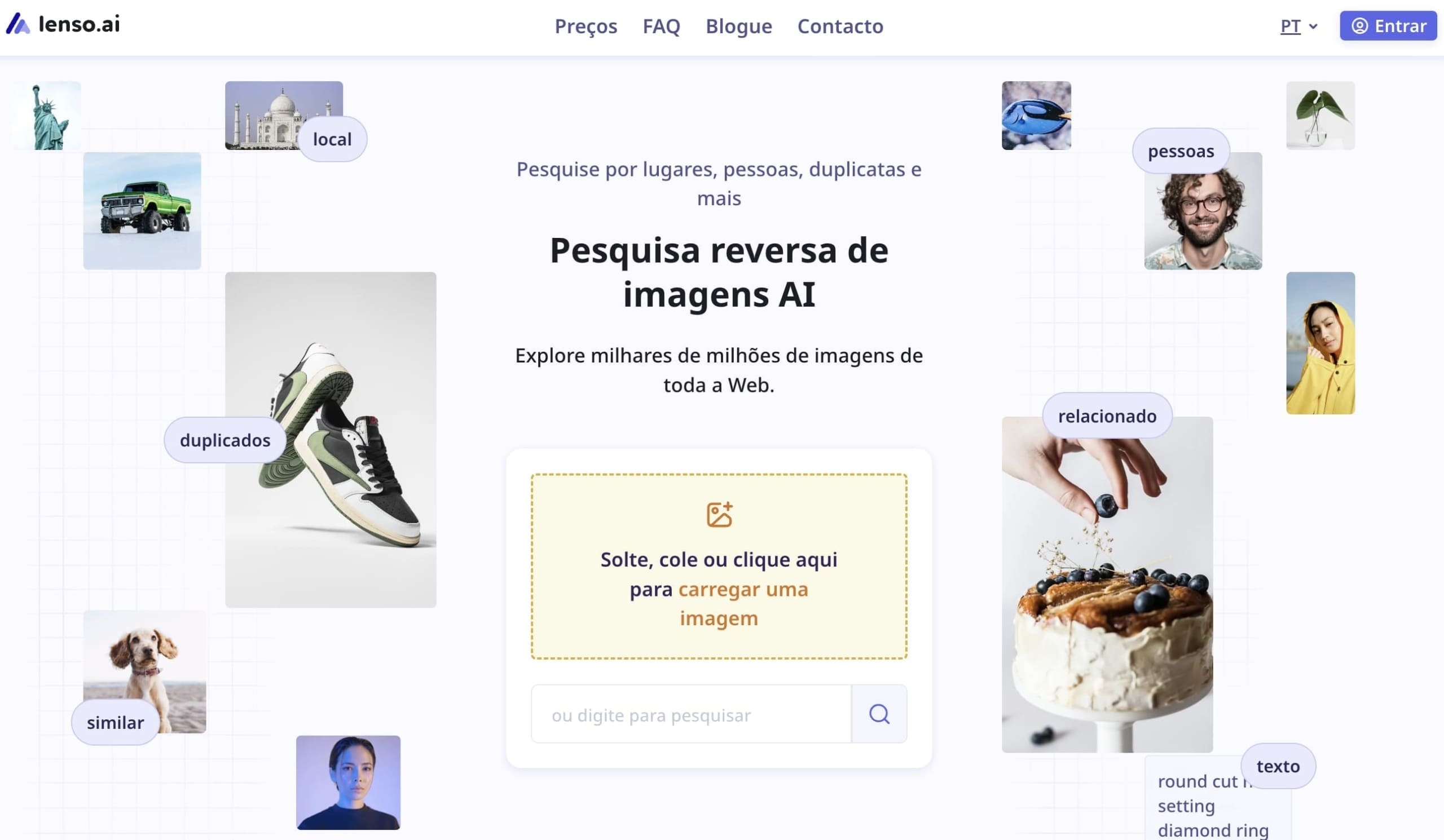 Carregue uma foto para pesquisa reversa de fotos.