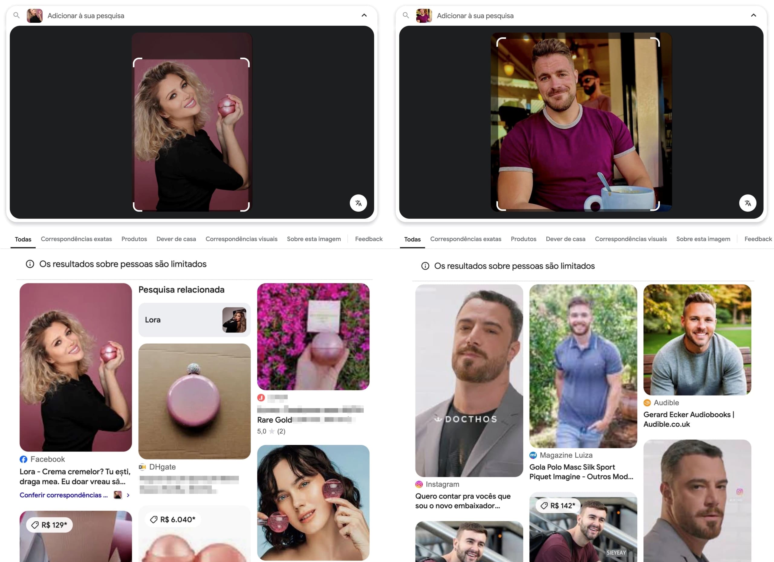 Envie uma foto para a pesquisa do Google e veja o resultado.