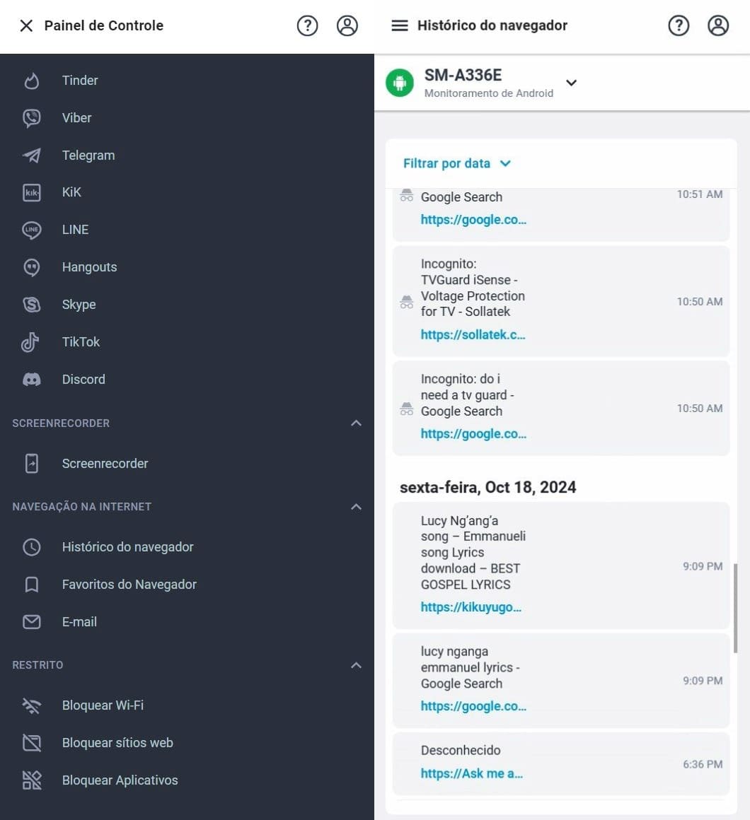 Monitore os sites visitados e as consultas de pesquisa no modo anônimo no mSpy