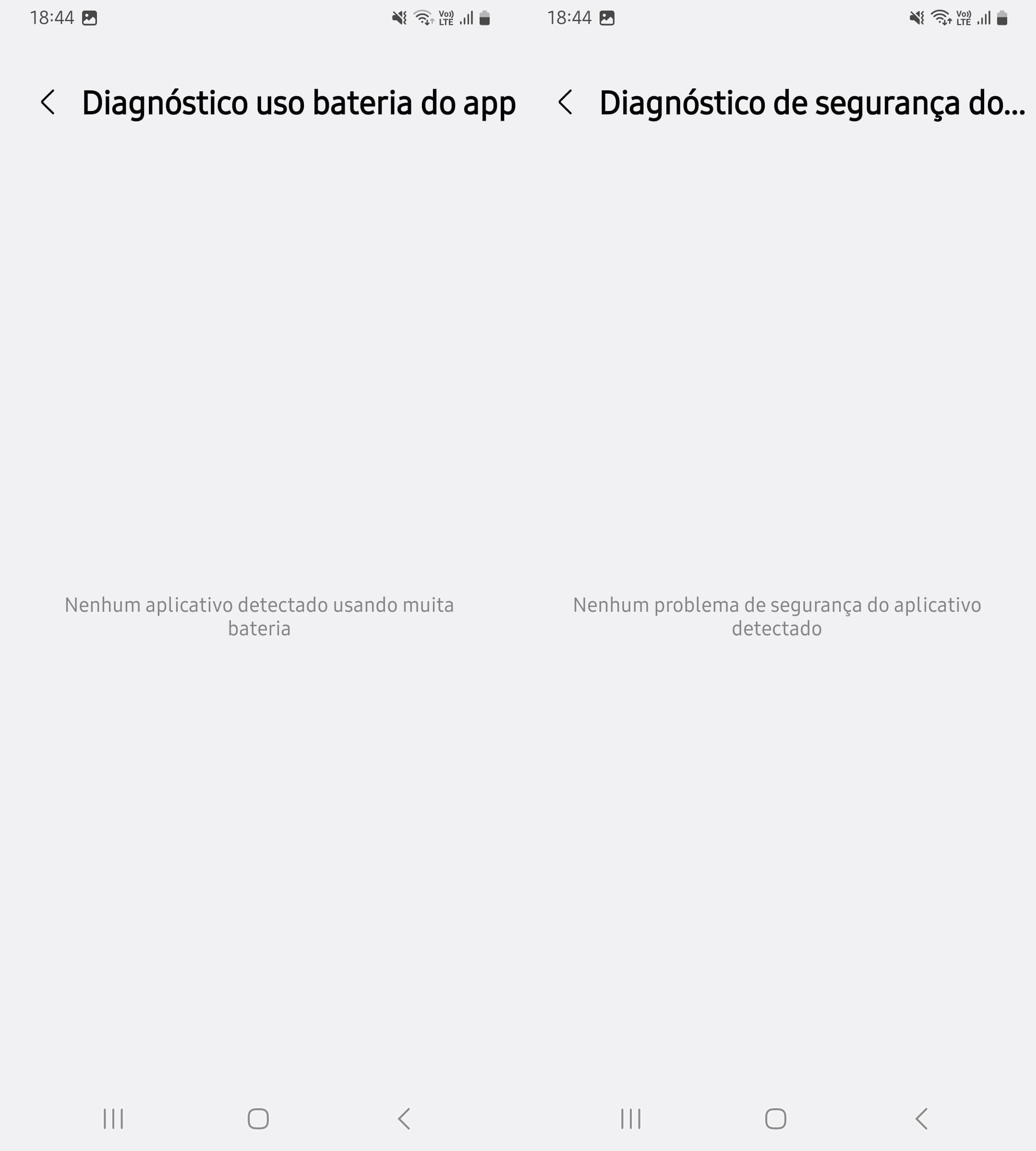 Aplicativo Samsung Members mostrando diagnósticos de uso da bateria e segurança do app.