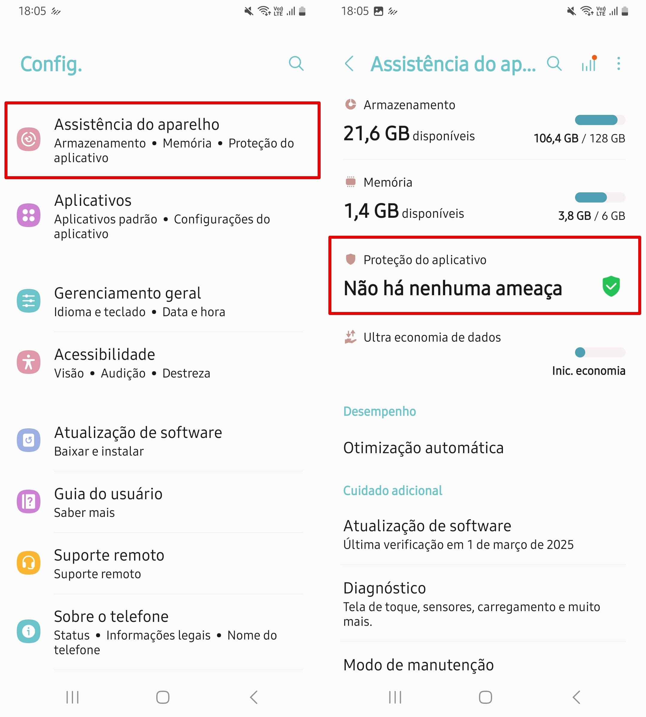 Abra as configurações e toque em Assistência do Aparelho.