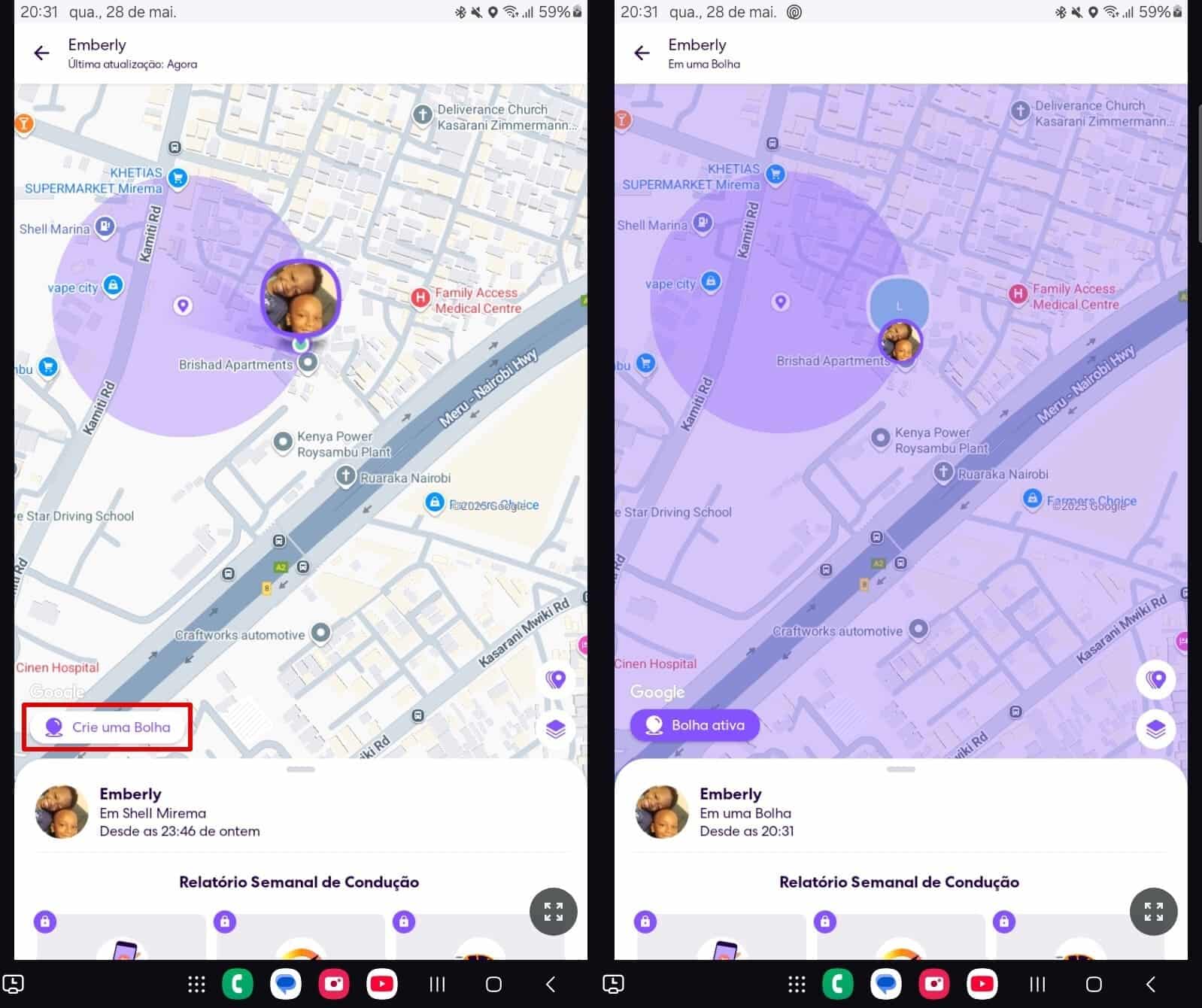 Toque em Crie uma bolha para configurar as bolhas no Life360.