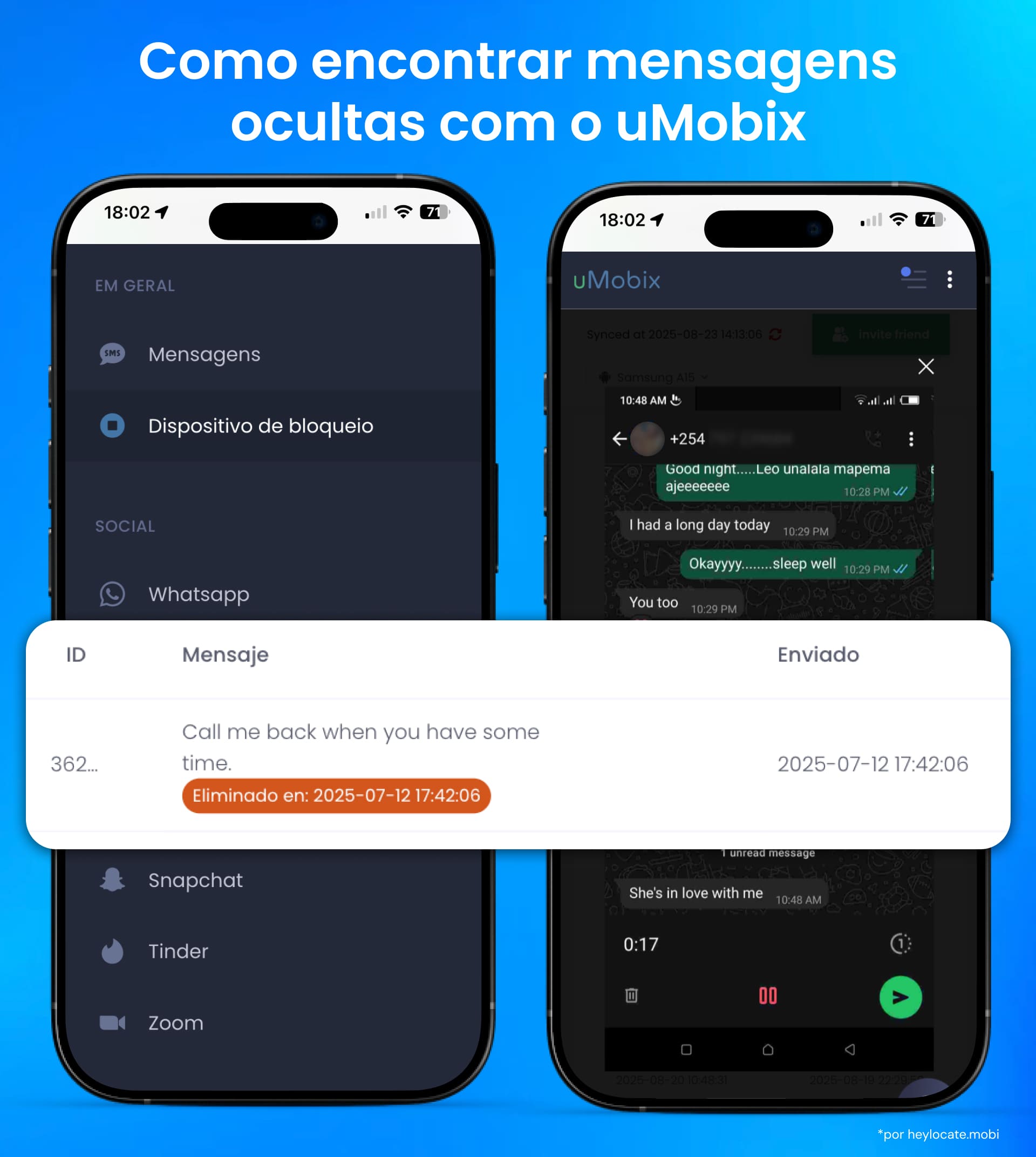 Exiba mensagens do iMessages e SMS no iPhone e de mensageiros na forma de capturas de tela.