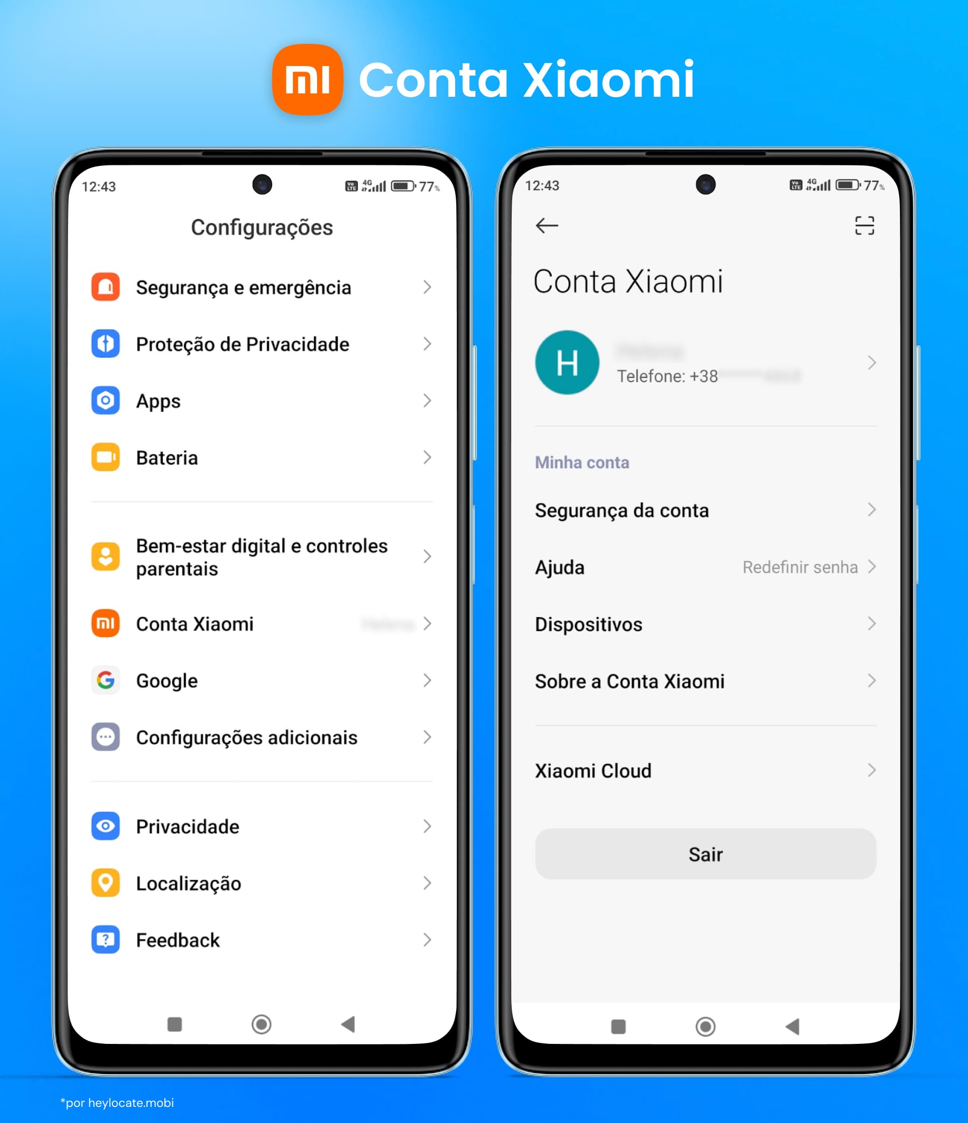 Toque em Xiaomi Cloud nas configurações da Conta Xiaomi.