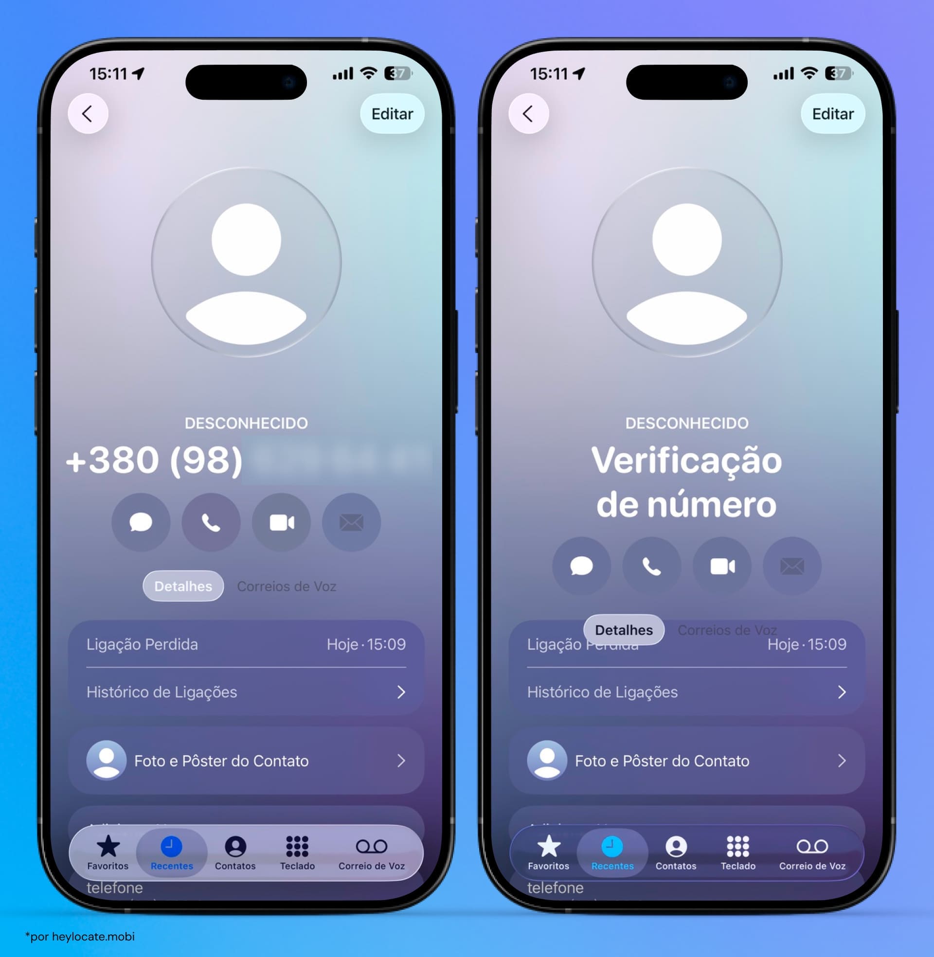 Salve o número de telefone nos Contatos e dê-lhe um nome para reconhecê-lo facilmente.