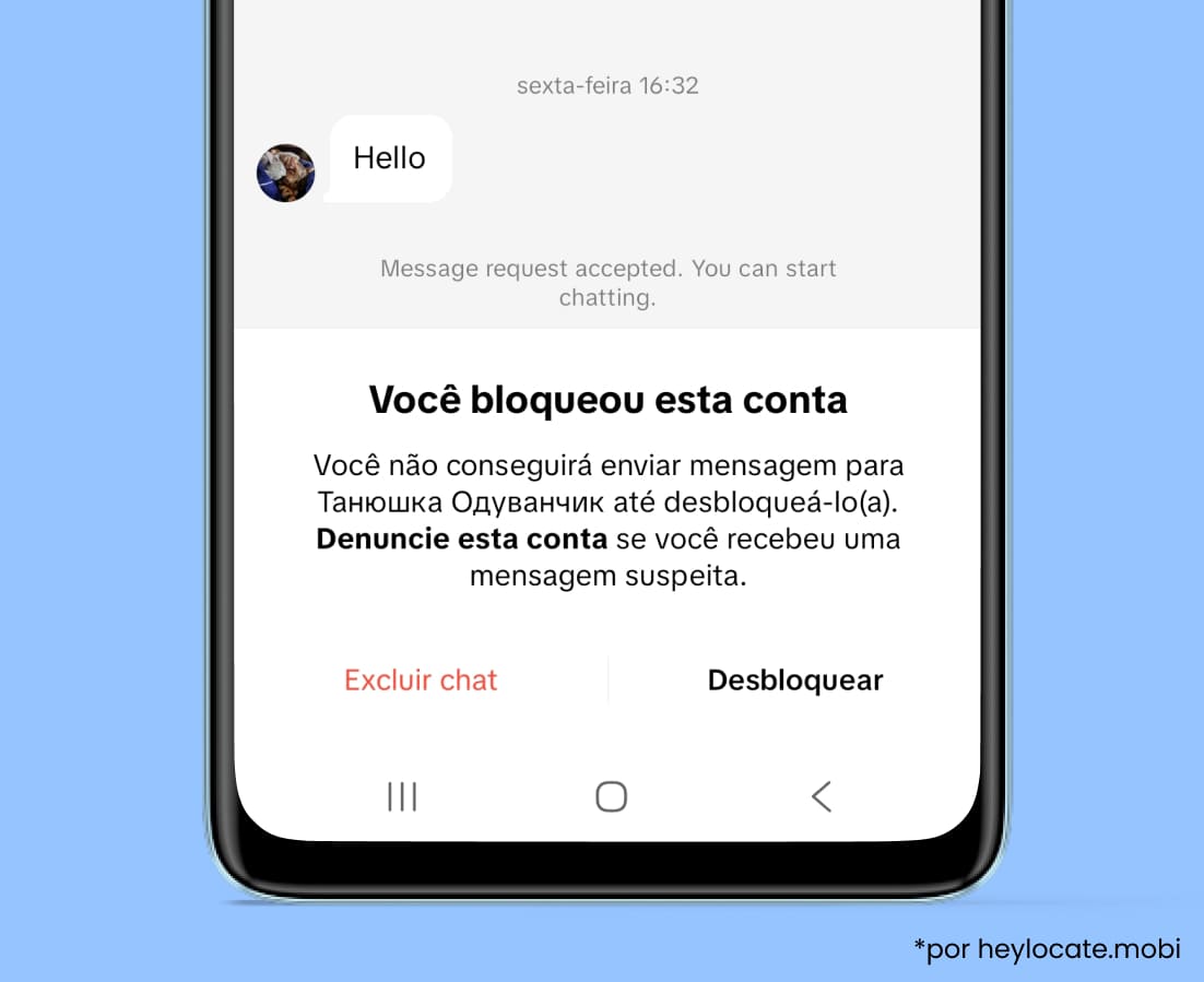 Entre no chat com o usuário e toque em Desbloquear.