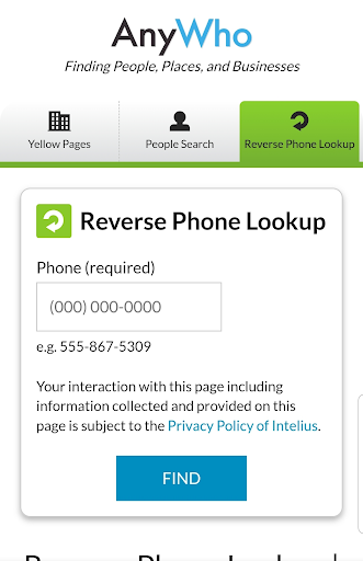 AnyWho reverse phone lookup