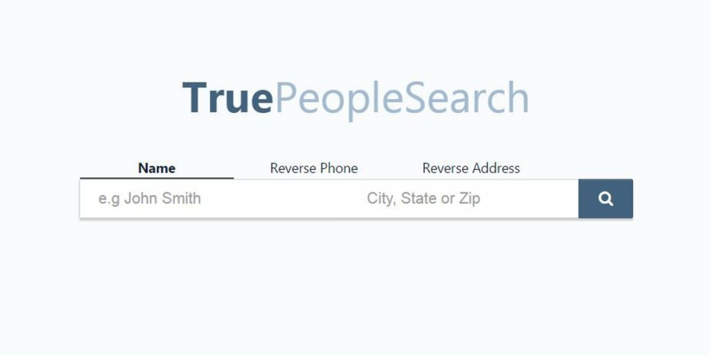 the main page of the TruePeopleSearch website