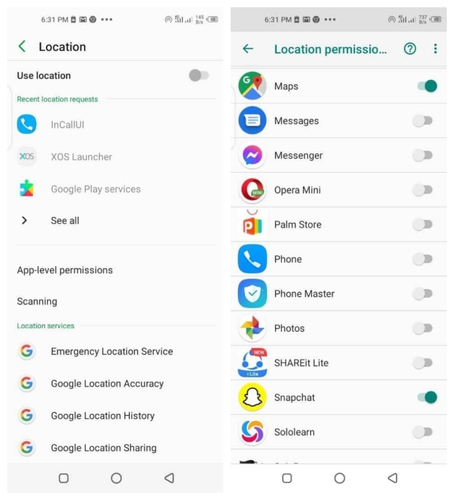 Activate location access for Google Maps