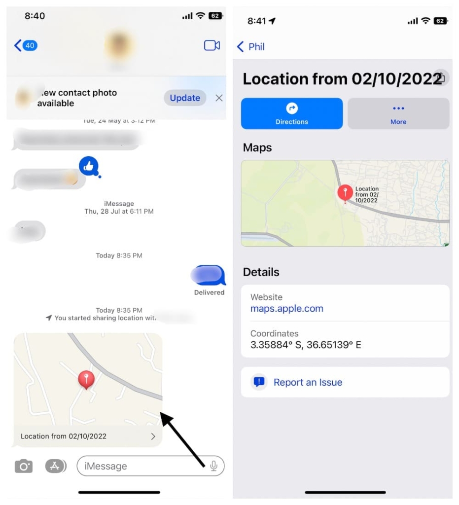 Sending location in messages